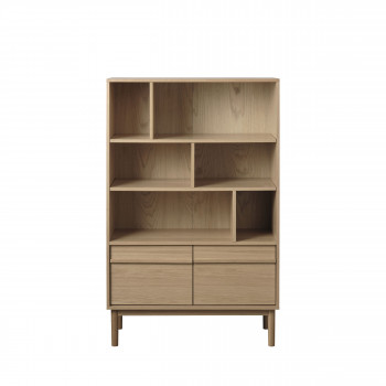 Clane - Bibliothèque 6 niches, 2 portes en bois H140cm