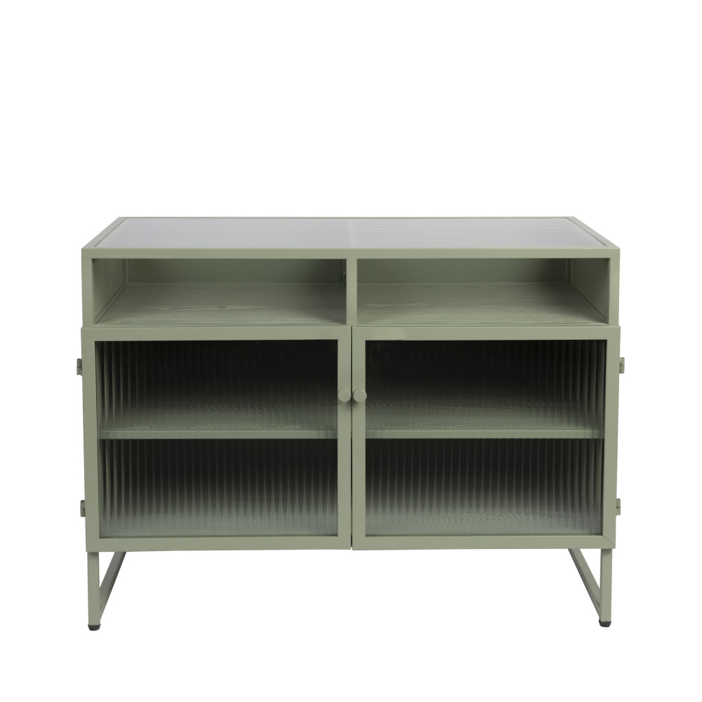 herbe - buffet bas aux portes vitrées en métal l38cm - couleur - vert amande