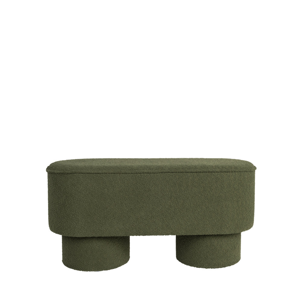 Marcos - Banc arrondie en tissu boculette L93cm - Couleur - Vert kaki