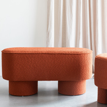 Marcos - Banc arrondie en tissu boculette L93cm