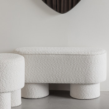 Marcos - Banc arrondie en tissu boculette L93cm