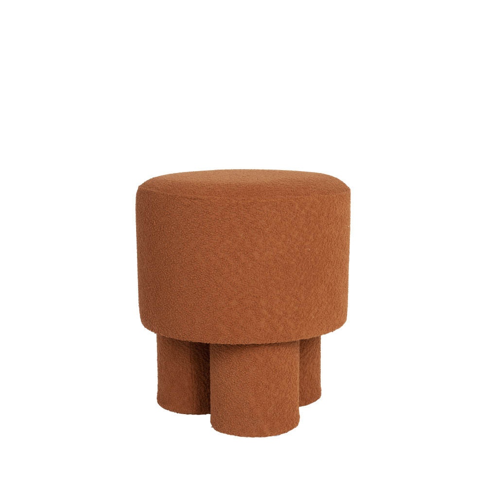 Marcos - Tabouret rond en tissu bouclette ø40cm - Couleur - Rouille