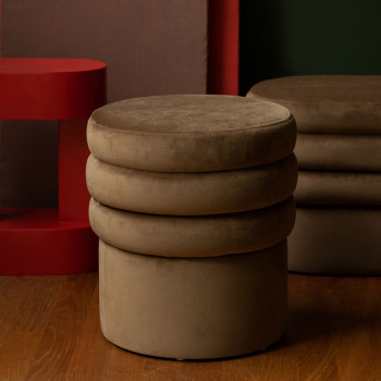 Aditi - Tabouret rond en velours ø40cm