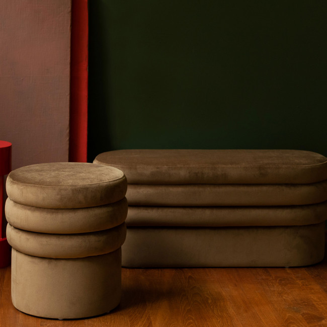 Aditi - Tabouret rond en velours ø40cm
