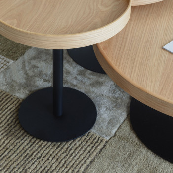 Yuri - Table basse ronde en bois et métal ø70cm