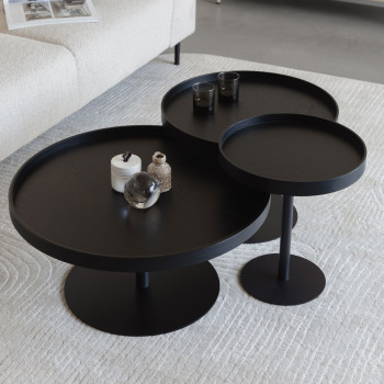 Yuri - Table basse ronde en bois et métal ø70cm