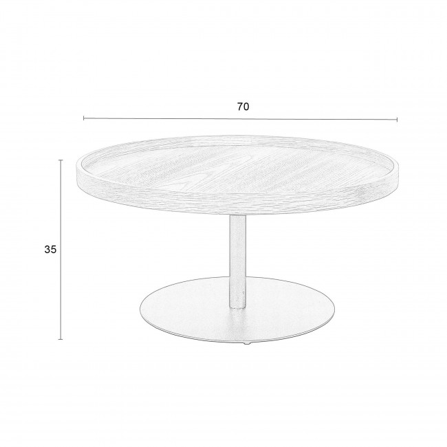 Yuri - Table basse ronde en bois et métal ø70cm