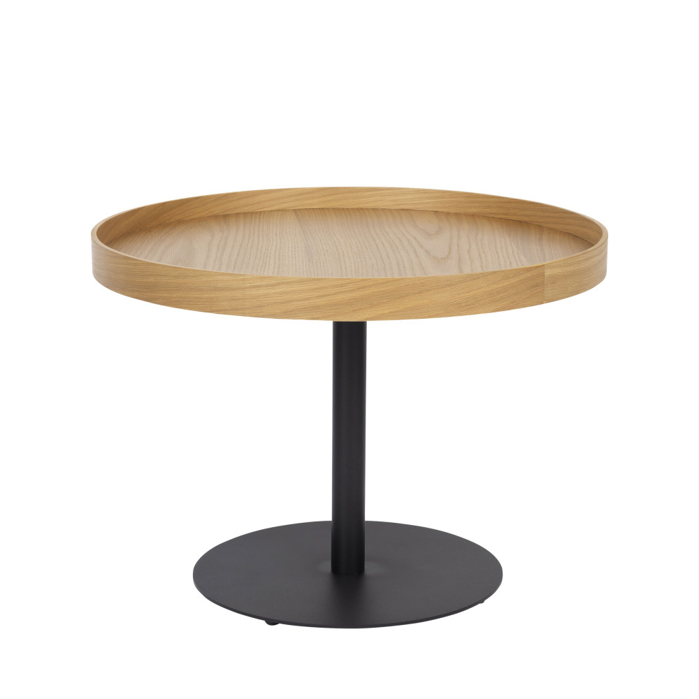 Yuri - Table d'appoint ronde en bois et métal ø56cm - Couleur - Bois clair