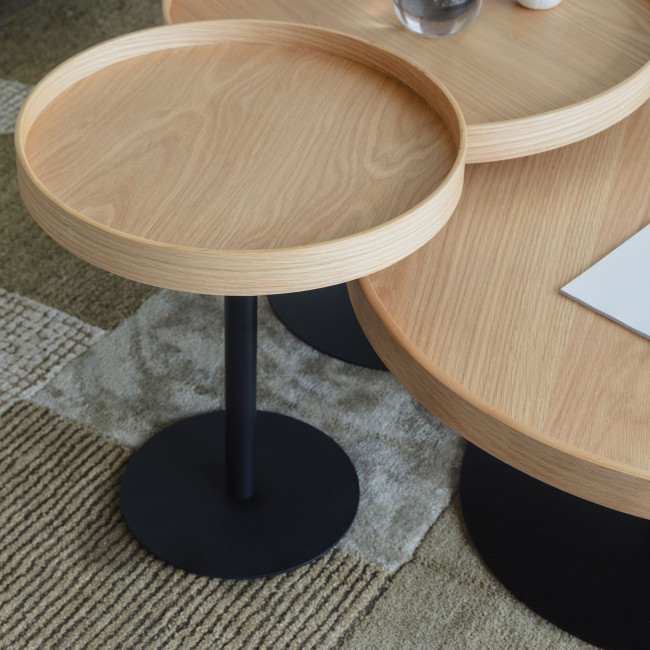 Yuri - Table d'appoint ronde en bois et métal ø56cm
