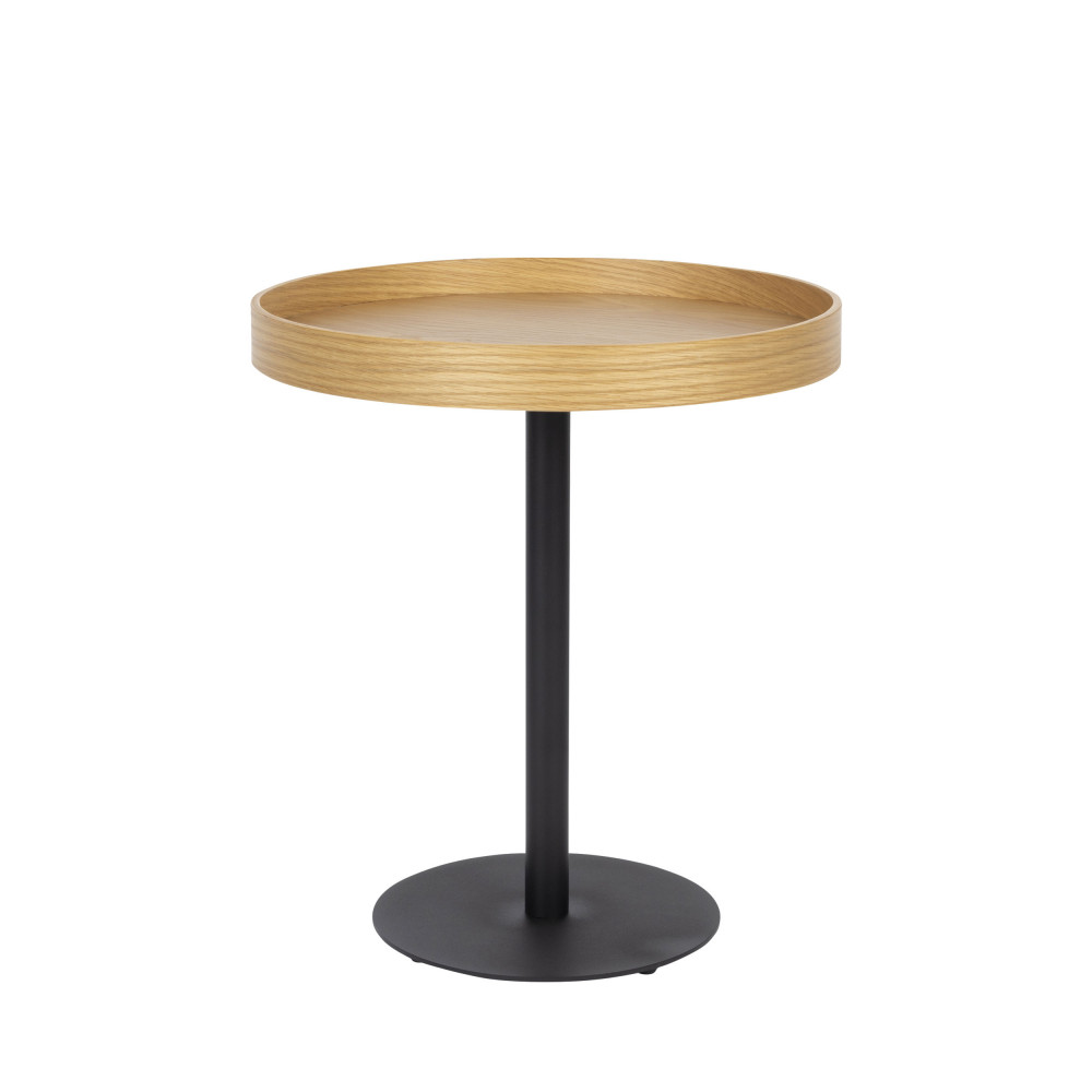 Yuri - Table d'appoint ronde en bois et métal ø45cm - Couleur - Bois clair