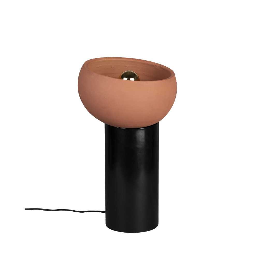 zahra - lampe à poser ronde en terre cuite ø26cm - couleur - terracotta