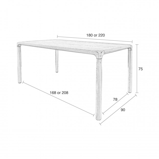 Storm - Table à manger aux bords arrondis en bois 160x90cm