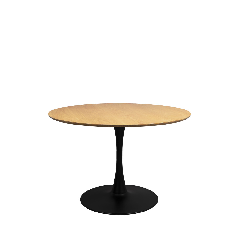 Raku - Table à manger ronde en bois et métal ø110cm - Couleur - Bois clair