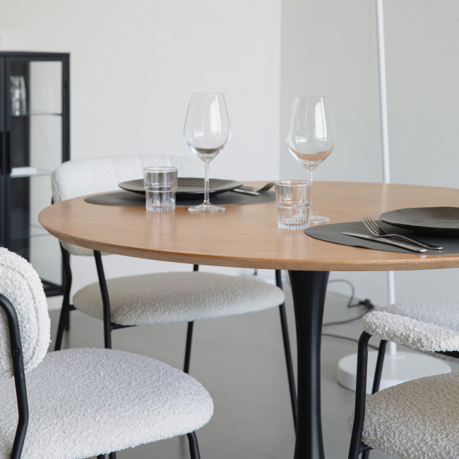 Raku - Table à manger ronde en bois et métal ø40cm