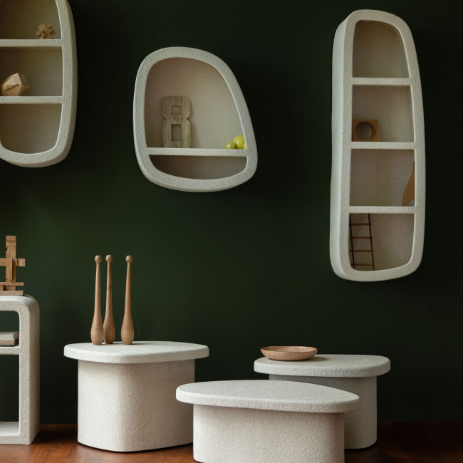 Veda - Table d'appoint organique en marbre recyclé H35cm