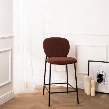Dalby - Lot de 2 tabourets de bar en tissu et métal 65cm