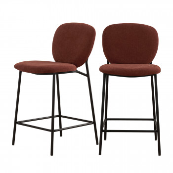 Dalby - Lot de 2 tabourets de bar en tissu et métal 65cm