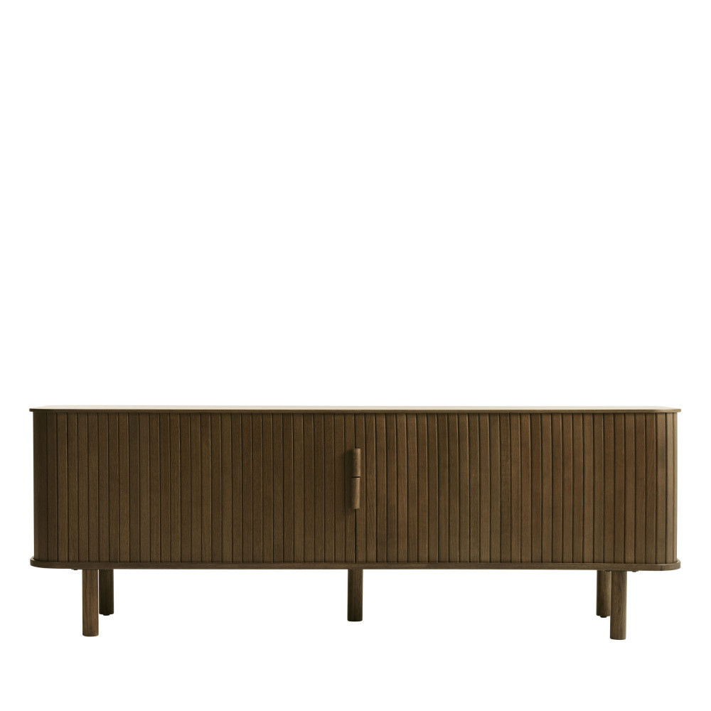 Callan - Meuble TV aux portes coulissantes en bois strié L160cm - Couleur - Bois foncé