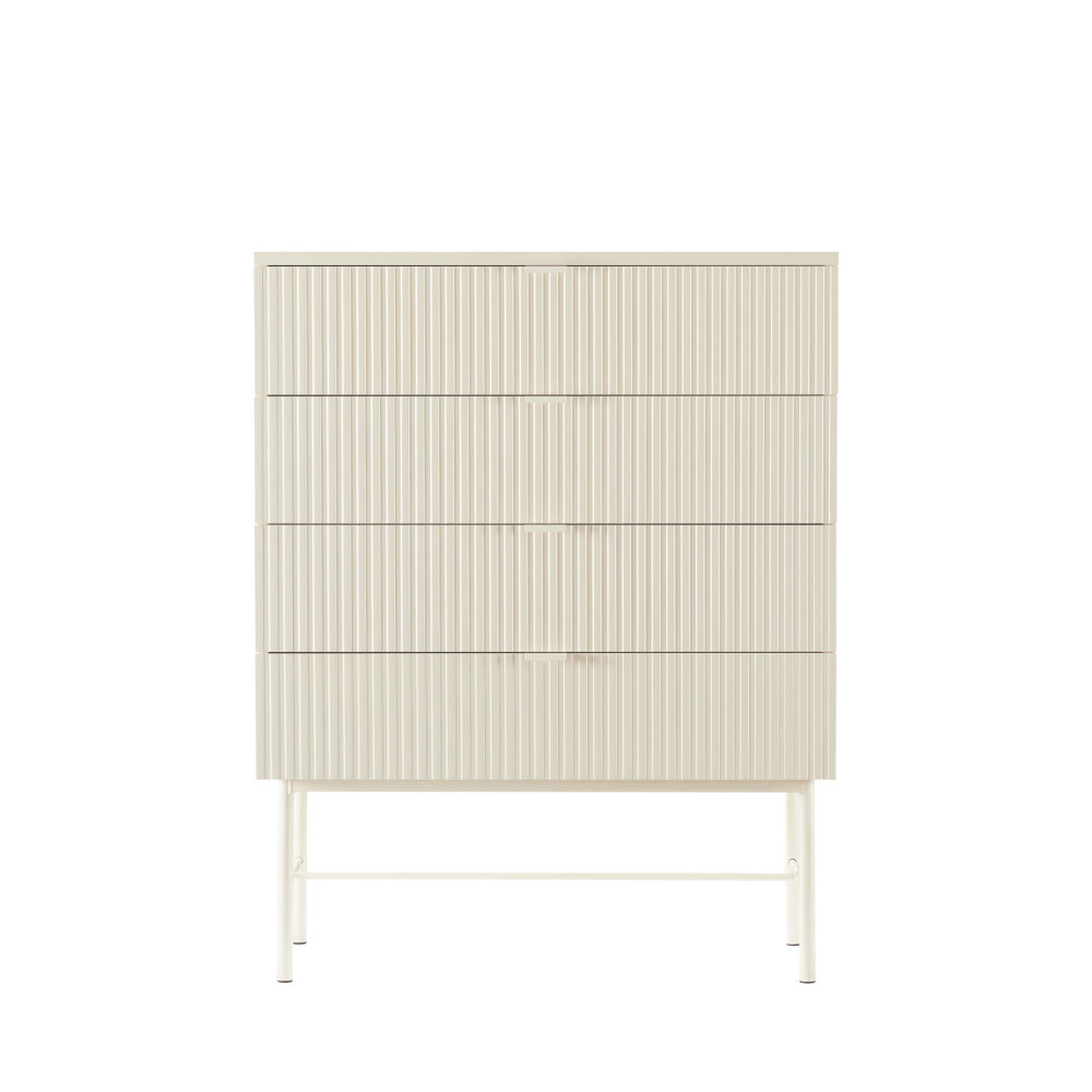 Molly - Commode 4 tiroirs en bois et métal L79cm - Couleur - Crème