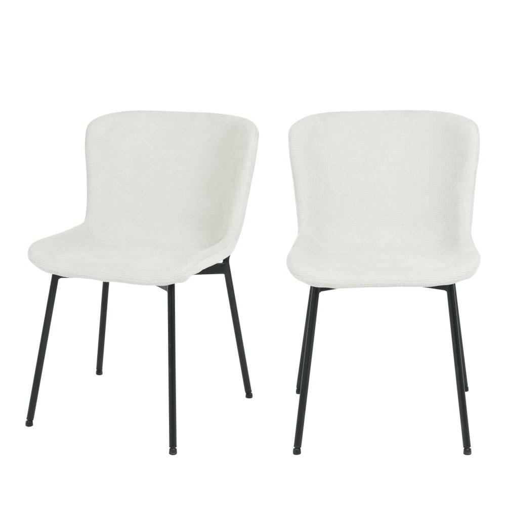 Ove - Lot de 2 chaises en tissu et métal - Couleur - Ecru
