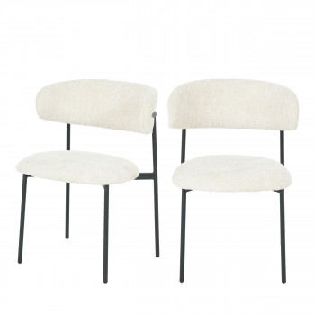 Ester - Lot de 2 chaises en tissu bouclette et métal