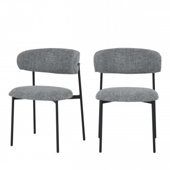 Ester - Lot de 2 chaises en tissu et métal
