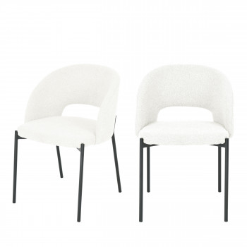 Soren - Lot de 2 chaises en tissu bouclette et métal