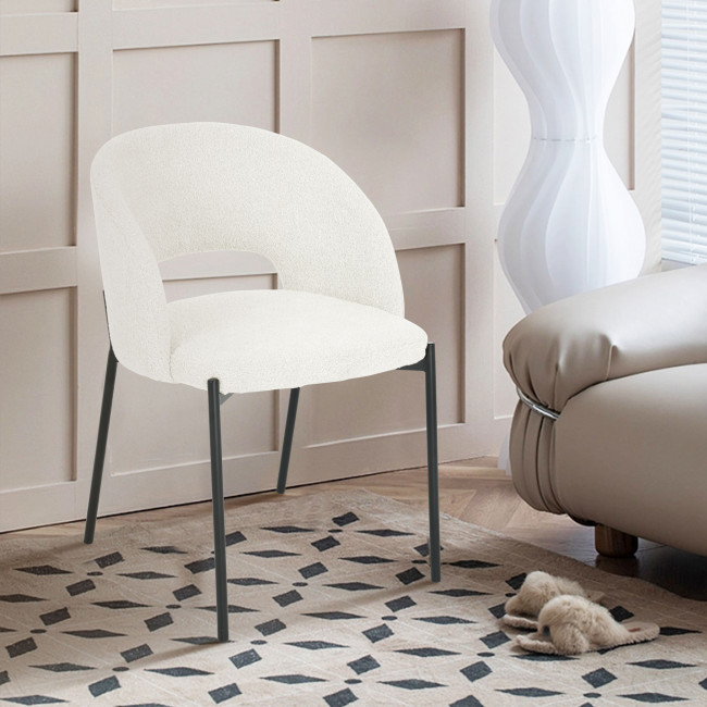 Soren - Lot de 2 chaises en tissu bouclette et métal
