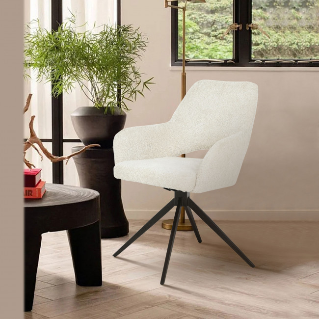 Ivar - Chaise de bureau en tissu bouclette et métal