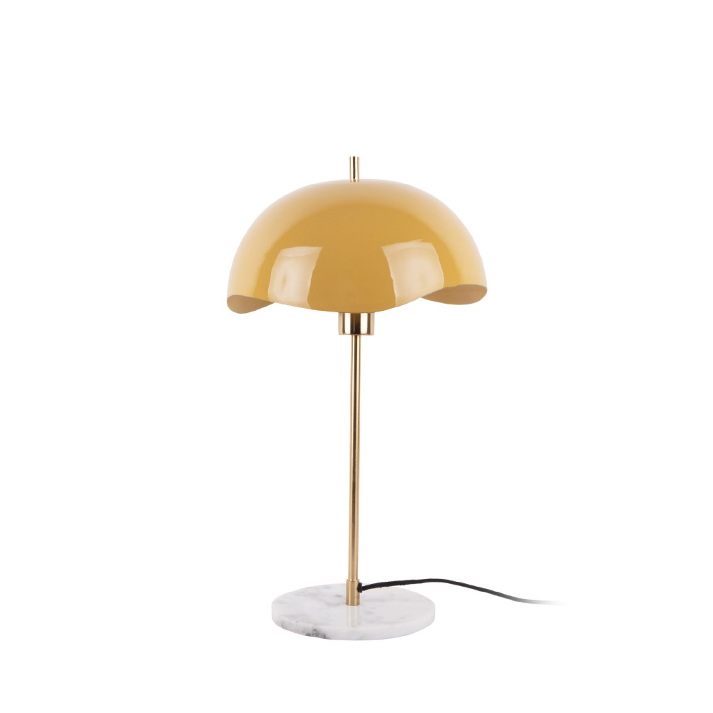 Waved Dome - Lampe à poser en métal et marbre - Couleur - Jaune moutarde