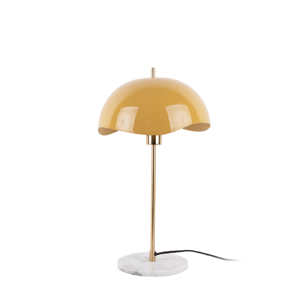 waved dome - lampe à poser en métal et marbre - couleur - jaune moutarde