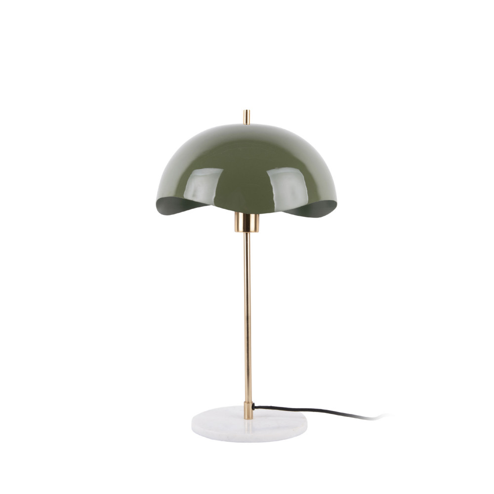 waved dome - lampe à poser en métal et marbre - couleur - vert kaki