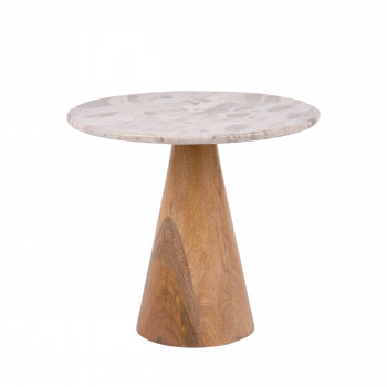 Force Wide - Table d’appoint en bois et marbre ø50cm