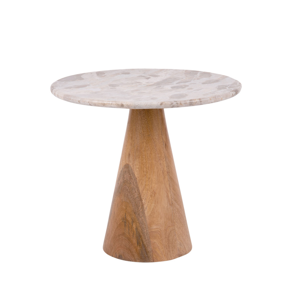 Force Wide - Table d'appoint en bois et marbre ø50cm - Couleur - Brun