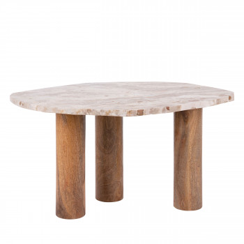 Organic - Table d’appoint de forme organique en bois et marbre