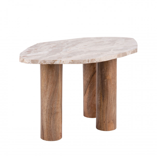 Organic - Table d’appoint de forme organique en bois et marbre