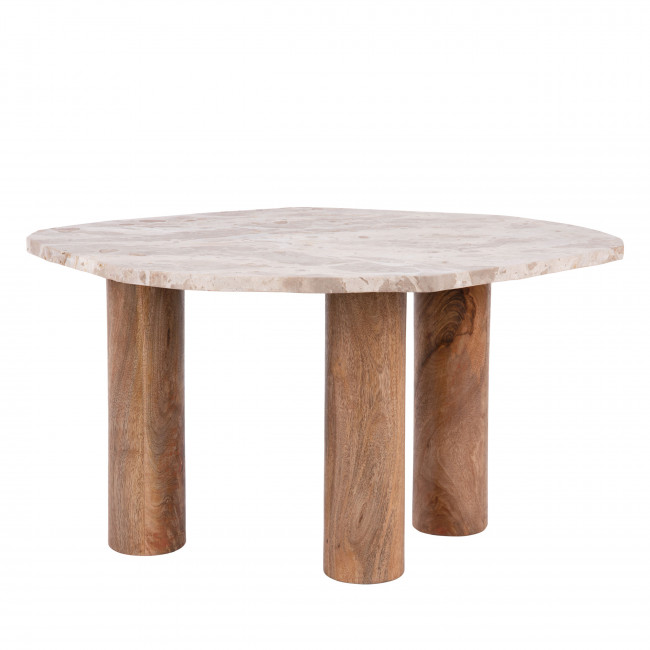 Organic - Table d’appoint de forme organique en bois et marbre