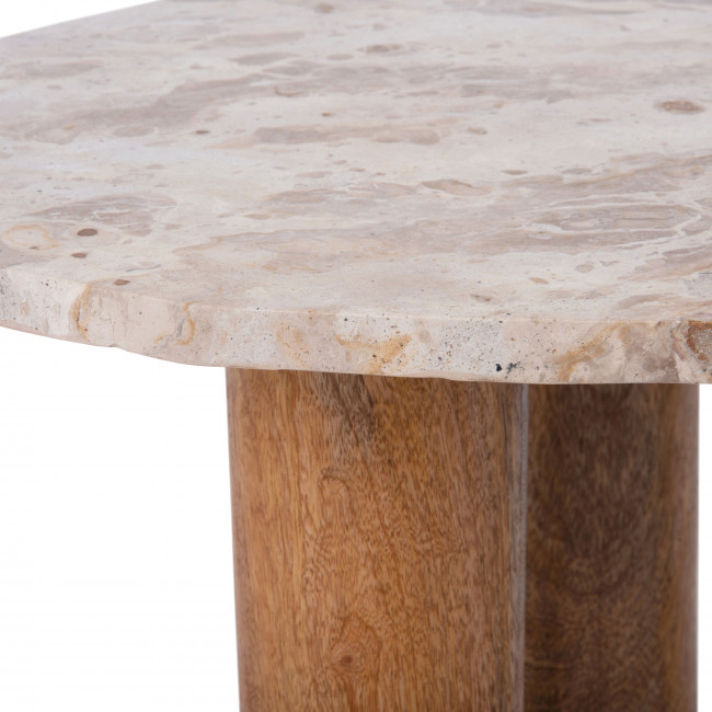 Organic - Table d’appoint de forme organique en bois et marbre