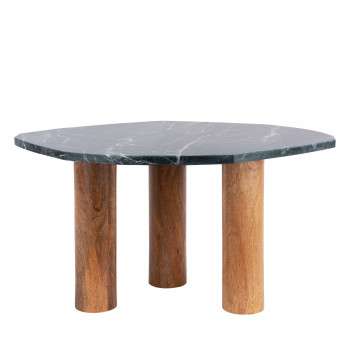 Organic - Table d’appoint de forme organique en bois et marbre