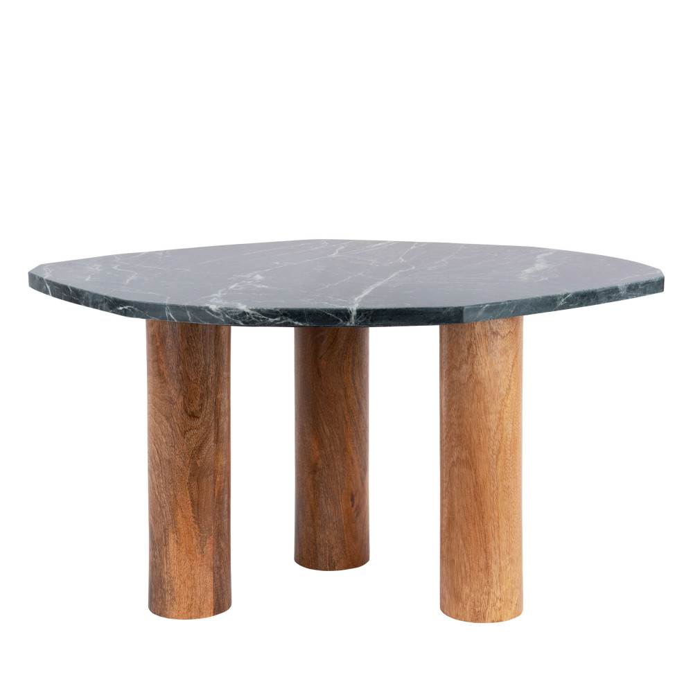 Organic - Table d'appoint de forme organique en bois et marbre - Couleur - Vert