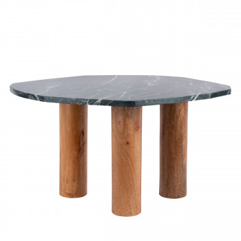 Organic - Table d’appoint de forme organique en bois et marbre