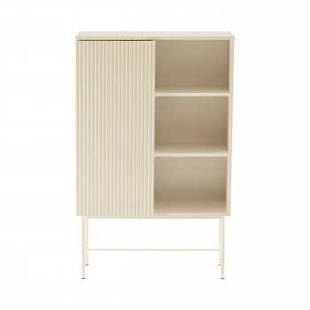 Molly - Buffet haut 1 porte, 3 niches en bois et métal H130cm