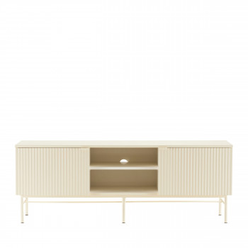 Molly - Meuble tv 2 portes, 2 niches en bois et métal L150cm