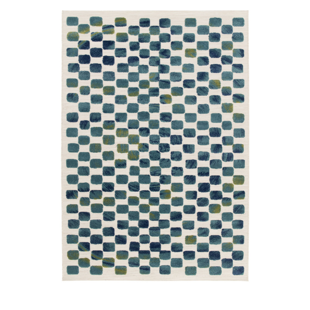 Addo II - Tapis intérieur et extérieur à motif géométrique - Couleur - Bleu, Dimensions - 120x170 cm