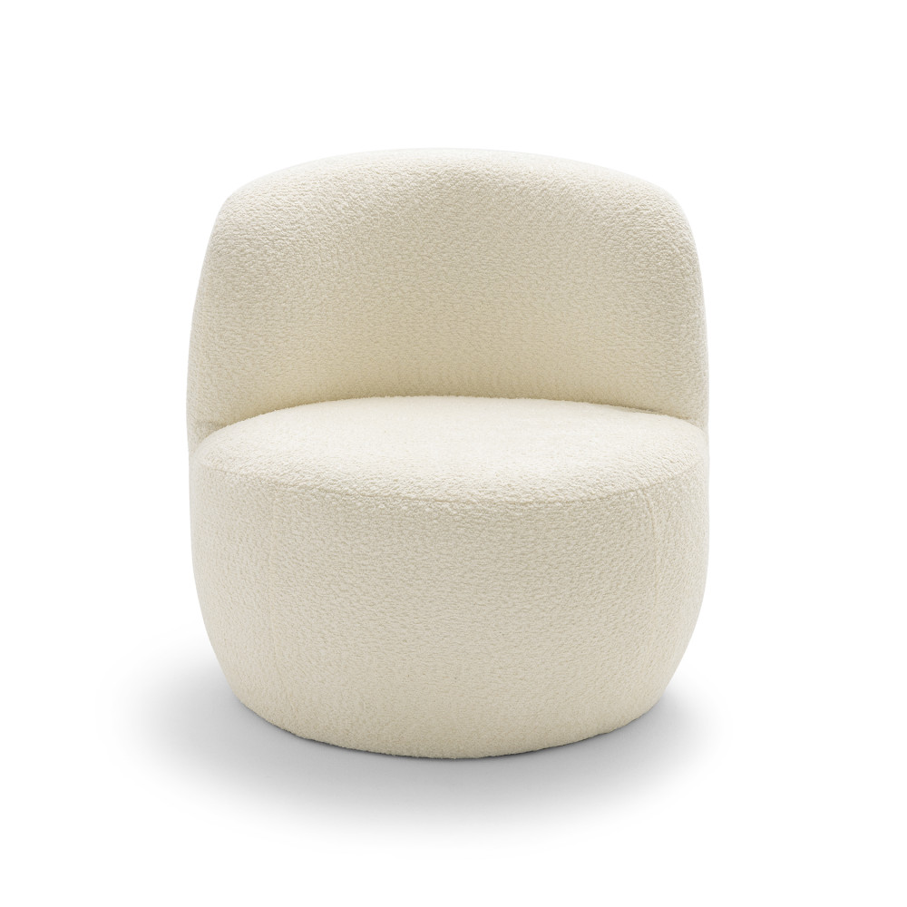 Mo - Fauteuil rond en tissu bouclette - Couleur - Blanc