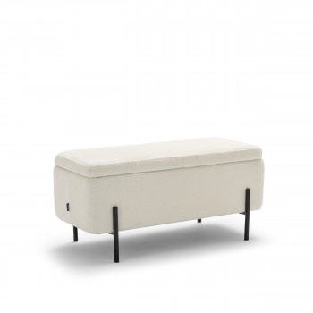 Kos - Banc coffre en tissu bouclette et métal L100cm