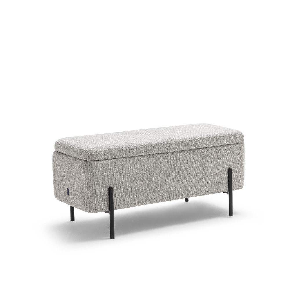 kos - banc coffre en tissu et métal l100cm - couleur - gris clair