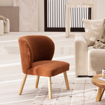 Raph - Fauteuil en tissu bouclette et bois