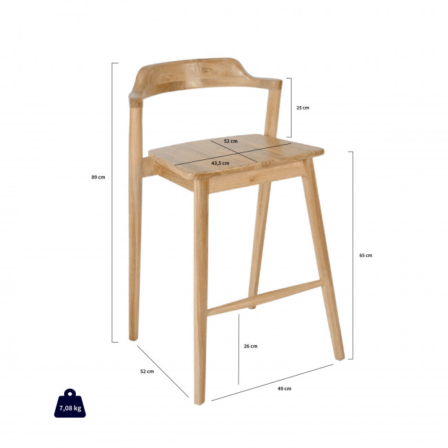 Joko - Lot de 2 chaises de bar en teck H65cm