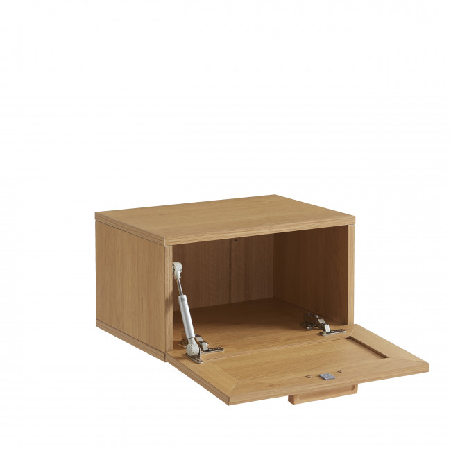 June - Lot de 2 tables de chevet murales avec rangement en bois et cannage